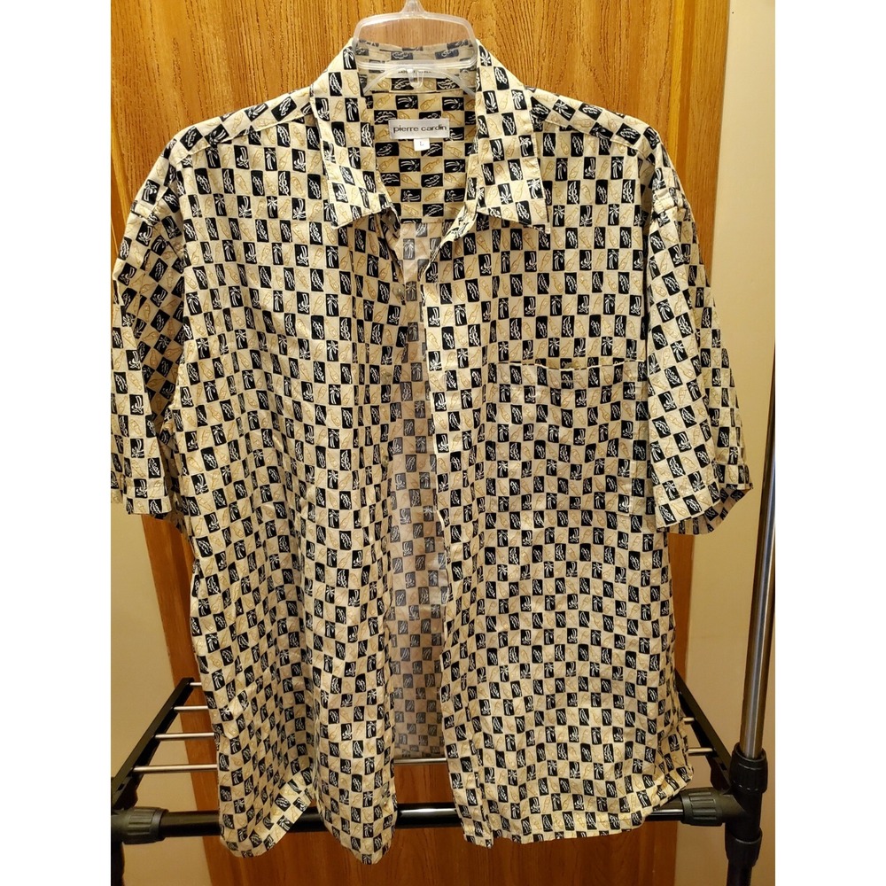 Pierre Cardin Tropical print casual short sleeve shirt Large button palm trees